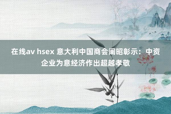 在线av hsex 意大利中国商会阐昭彰示：中资企业为意经济作出超越孝敬