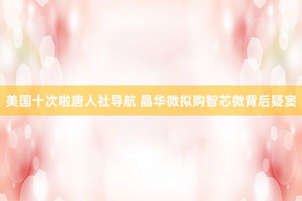 美国十次啦唐人社导航 晶华微拟购智芯微背后疑窦