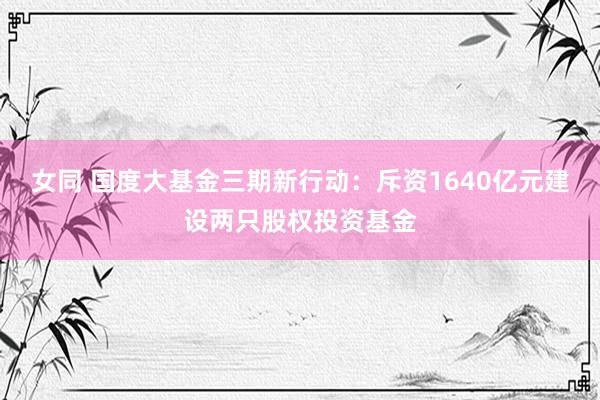 女同 国度大基金三期新行动：斥资1640亿元建设两只股权投资基金