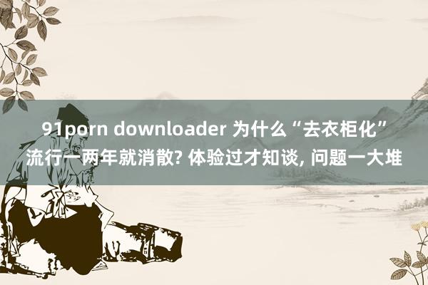 91porn downloader 为什么“去衣柜化”流行一两年就消散? 体验过才知谈, 问题一大堆