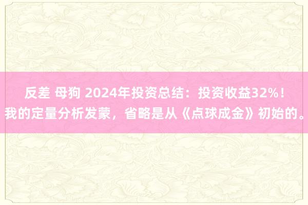 反差 母狗 2024年投资总结：投资收益32%！我的定量分析发蒙，省略是从《点球成金》初始的。