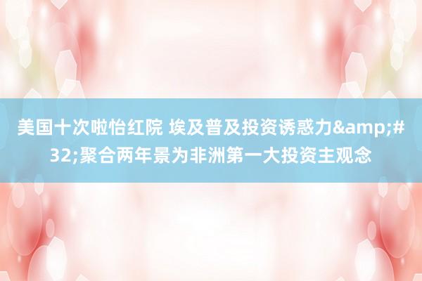 美国十次啦怡红院 埃及普及投资诱惑力&#32;聚合两年景为非洲第一大投资主观念