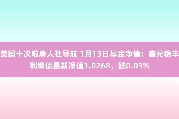 美国十次啦唐人社导航 1月13日基金净值：鑫元稳丰利率债最新净值1.0268，跌0.03%