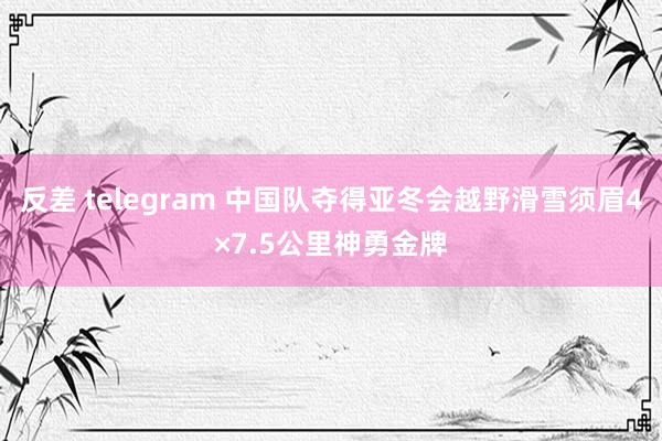 反差 telegram 中国队夺得亚冬会越野滑雪须眉4×7.5公里神勇金牌