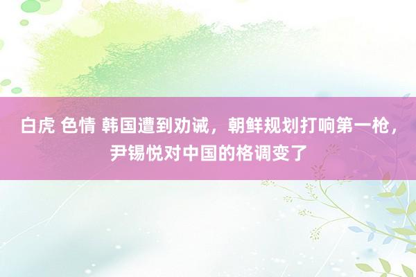 白虎 色情 韩国遭到劝诫，朝鲜规划打响第一枪，尹锡悦对中国的格调变了