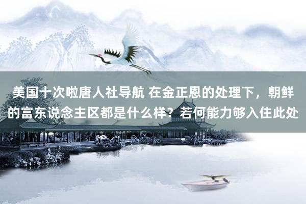 美国十次啦唐人社导航 在金正恩的处理下，朝鲜的富东说念主区都是什么样？若何能力够入住此处