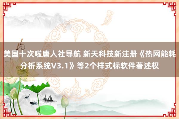 美国十次啦唐人社导航 新天科技新注册《热网能耗分析系统V3.1》等2个样式标软件著述权